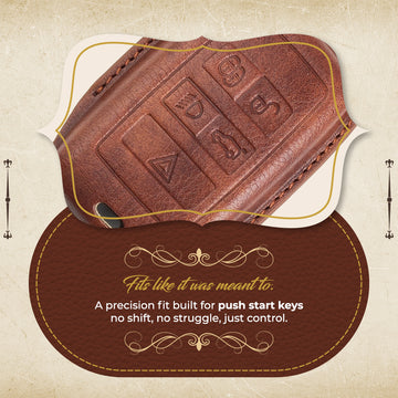 Keyzone Vintage Leather Key Cover for Range Rover: Sport, Evoque, Velar, Discovery, Defender 5 Button Smart Key (VL73)