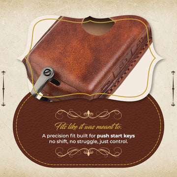 Keyzone Vintage Leather Key Cover Compatible for Volvo XC40 XC60 XC90 S60 S90 V60 V90 Smart Key (VL80)