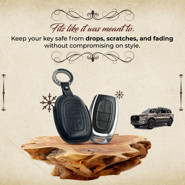 Keyzone Vintage Leather Key Cover Compatible for MG Gloster 3 Button Smart Key (VL87)