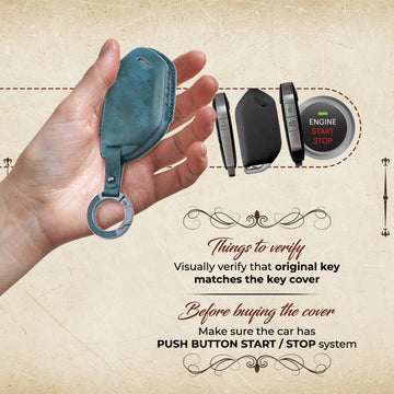 keyzone Vintage Leather Key Cover for Kia Seltos, Syros, EV6, EV9 smart key (VL89)