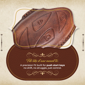 Keyzone Vintage Leather Key Cover for Hyundai Venue N Line 3 Button smart Key (VL93)
