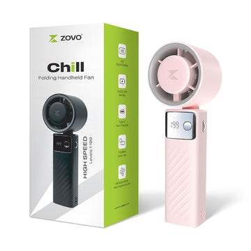 ZOVO Chill Personal Mini Hand Fan, 10500 RPM | 3000 mAh USB Rechargeable Battery Up to 20H | LED Digital Display | 1-199 Speed | For Travel, Office, Shopping, Concerts & Outdoor