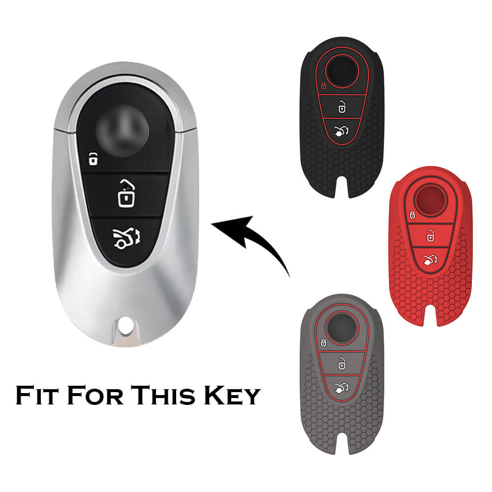 Keycare silicone key cover and keychain fit for: Mercedes Benz S-Class G-Class E-Class 2022 Onwards 3 Button Smart Key (KC71, Zinc Alloy) - Keyzone