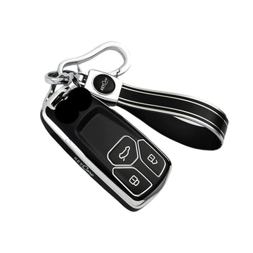 Keycare TPU key cover & keychain fit for Audi Q5, A5, A8, Q7, A4, A6 3 button smart key (TP47, TPKeychain)