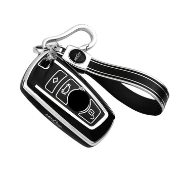 Keyzone TPU Key Cover and Keychain For BMW : X4, X3, 5 Series, 6 Series, 3 Series, 7 Series 4 Button Smart Key (T1) (TP58)
