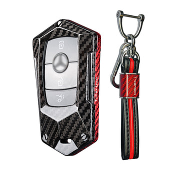 T-carbon genuine carbon fibre key cover and keychain Compatible for Mercedes Benz E-Class S-Class A-Class C-Class G-Class 2020 Onwards New Smart Key