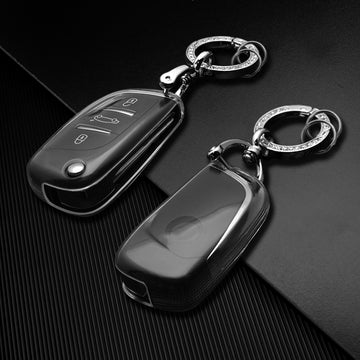 Products Keyzone clear TPU key cover and diamond keychain suitable for KD B11 DS remote flip key (CLTP01+KH08) - Keyzone