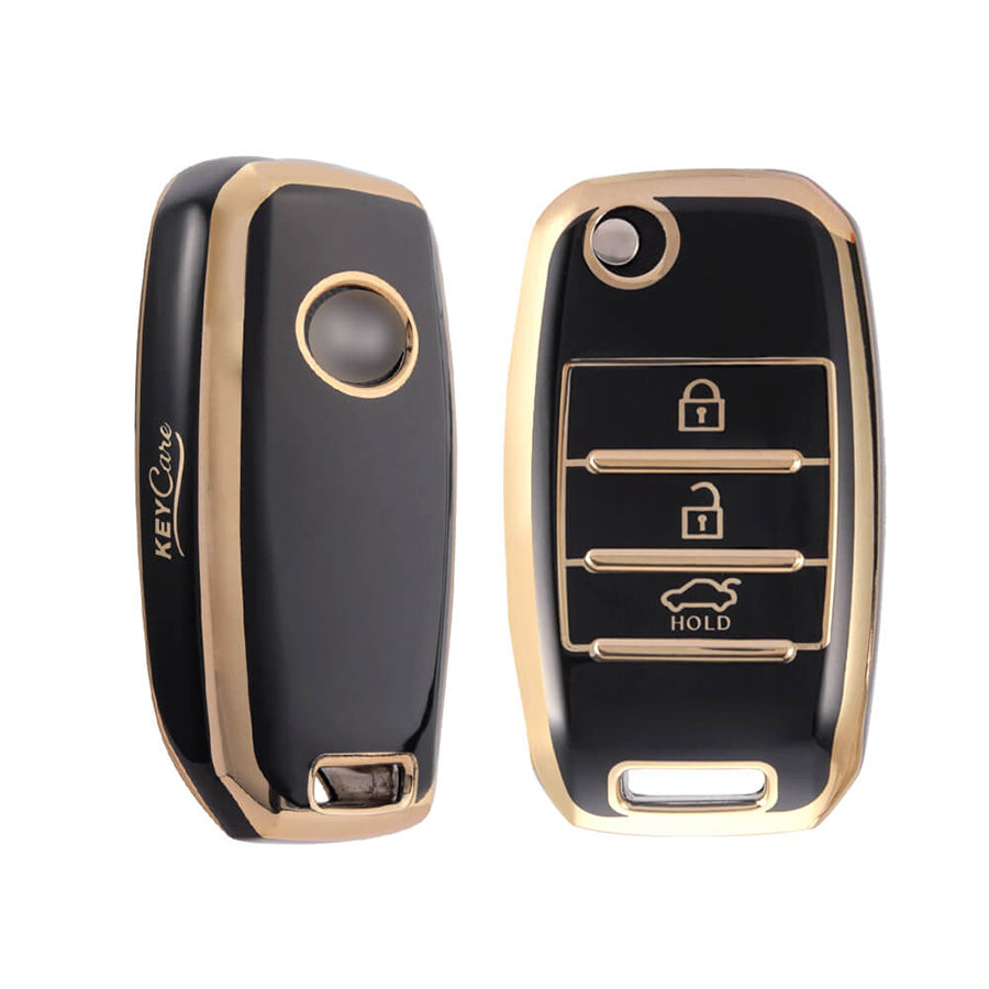 Keycare TPU Key Cover For Kia : Seltos, Sonet, Carens 3 Button Flip Ke