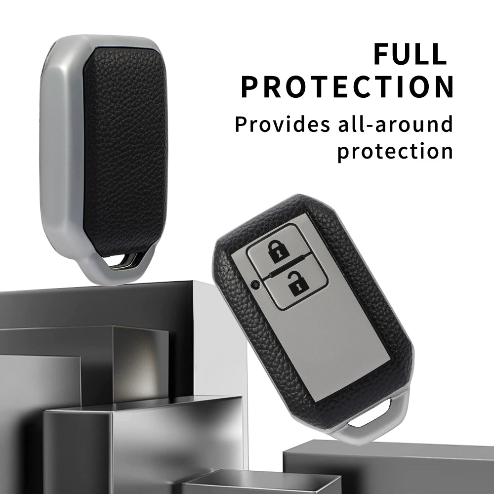 Keyzone Leather TPU Key Cover and keychain compatible for Glanza, Urba