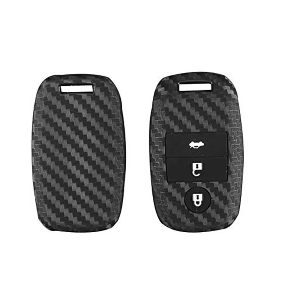 Keyzone carbon fiber key cover fit for : Kia Seltos 3 button smart key (T1)