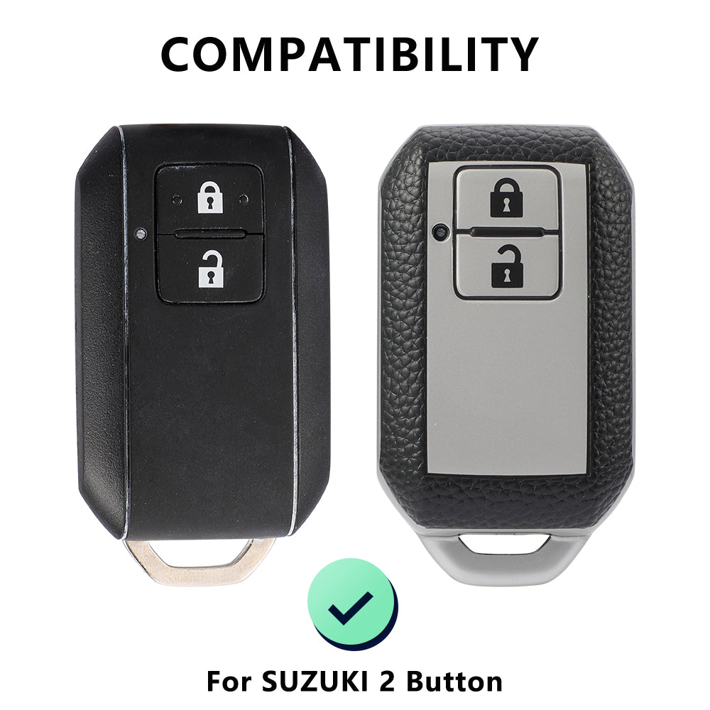 Keyzone Leather TPU Key Cover and Keychain Compatible for Suzuki Swift