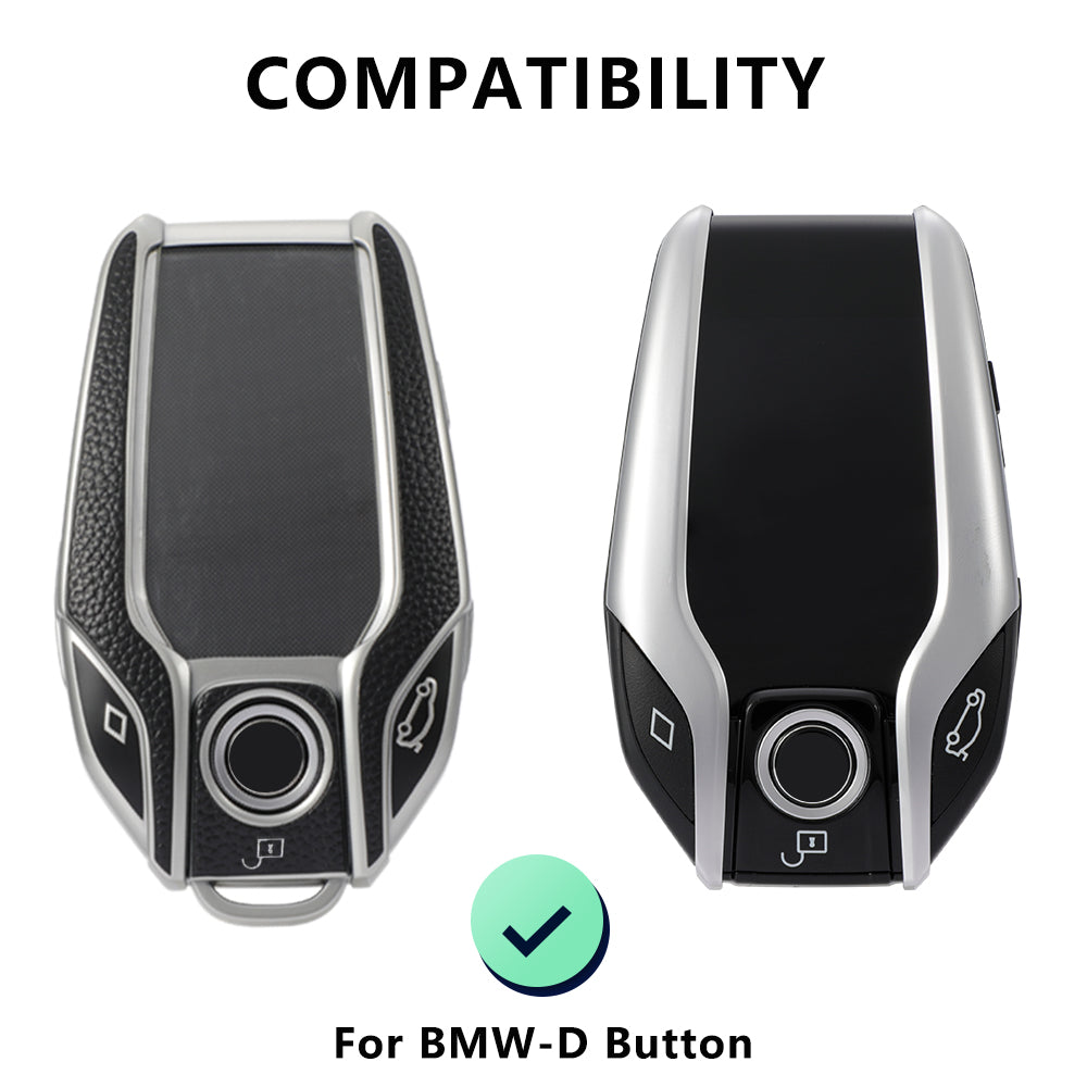 Keyzone Leather TPU Key Cover and Keychain Compatible for BMW X Series LCD Display Smart Key (LTPU68_LTPUKeychain) - Keyzone