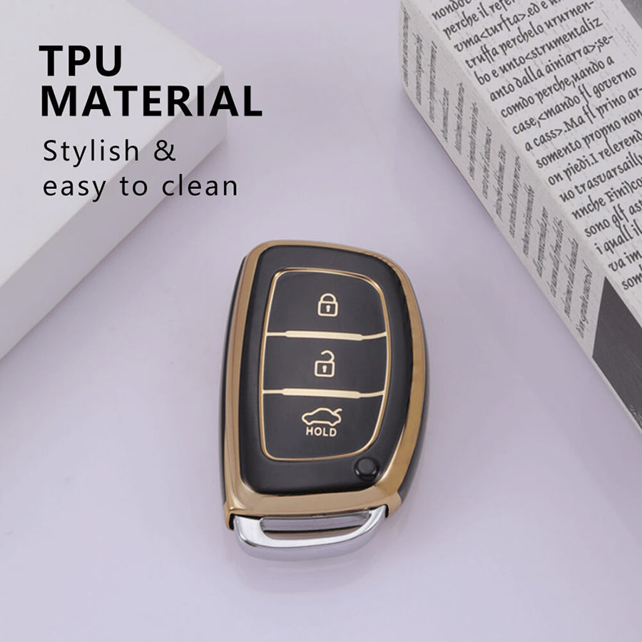 Keycare TPU Key Cover For Hyundai : Exter, Creta, Elite i20, Active i20, Aura, Xcent, Tucson, Elantra 3 Button Smart Key (TP07) - Keyzone