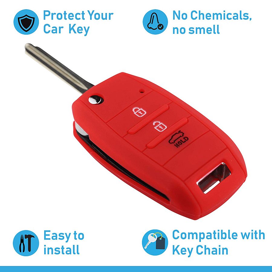 Keyzone silicone key cover fit for : Seltos, Sonet, Carens 3 button flip key (KZ-08) - Keyzone