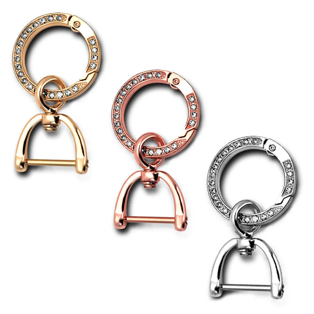 Keycare® Diamond Studded Keychain Men Women Multifunctional Key Chain Holder Keyring with Anti Lost Screw & 360 Rotatable Swivel Key Fob Holder Accessories for Car & Bike - Keyzone