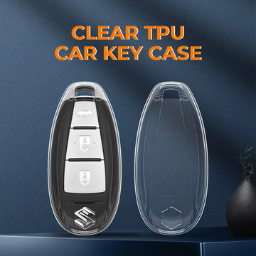 Keyzone clear TPU key cover fit for Suzuki : Baleno, Ciaz, Ignis, S-Cross, Vitara Brezza 3 Button Smart Key (CLTP04)