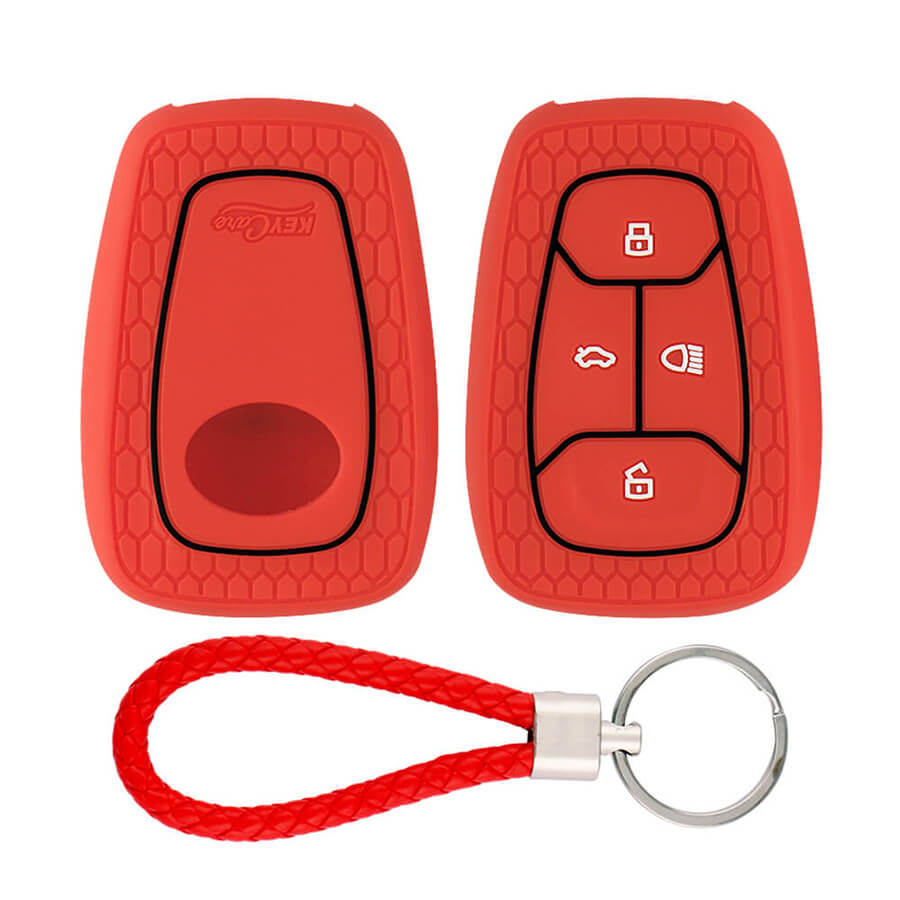 Keycare silicone key cover and keyring fit for : Tata Nexon, Altroz, Harrier, Tigor Bs6, Safari Gold, Punch, Tigor Ev, Safari 2021 4 button smart key (KC-08, KCMini Keyring) - Keyzone