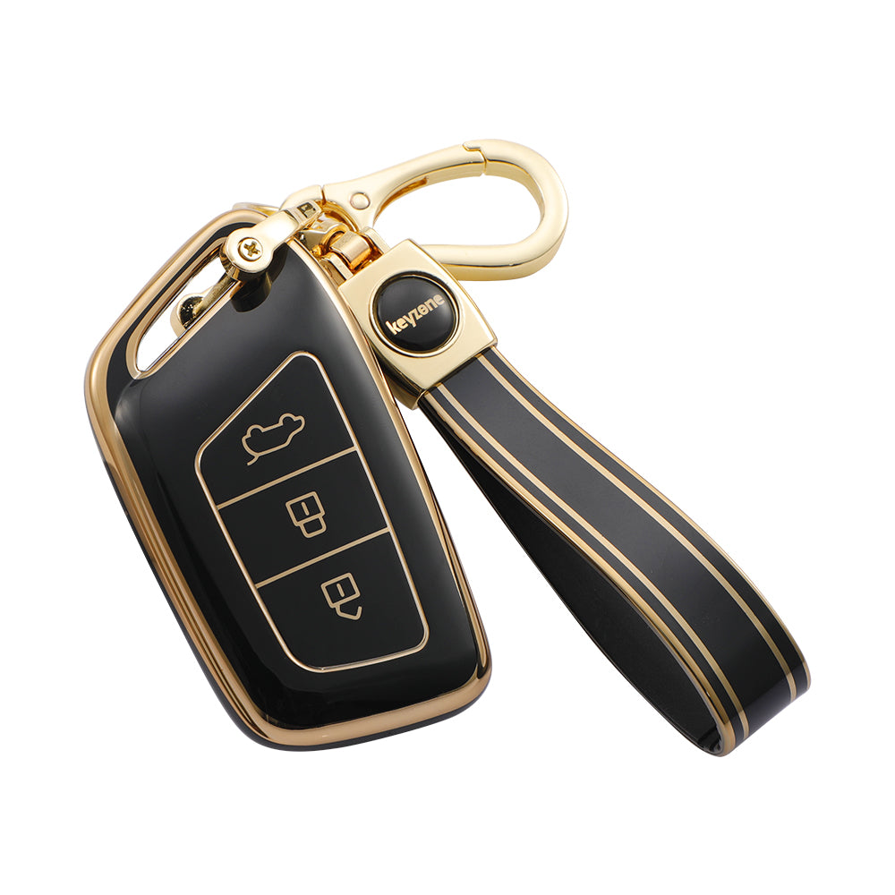 Keyzone TPU Car Key Cover and Keychain Compatible for: Morris Garages MG Hector 3 button smart key (KZTP64) - Keyzone