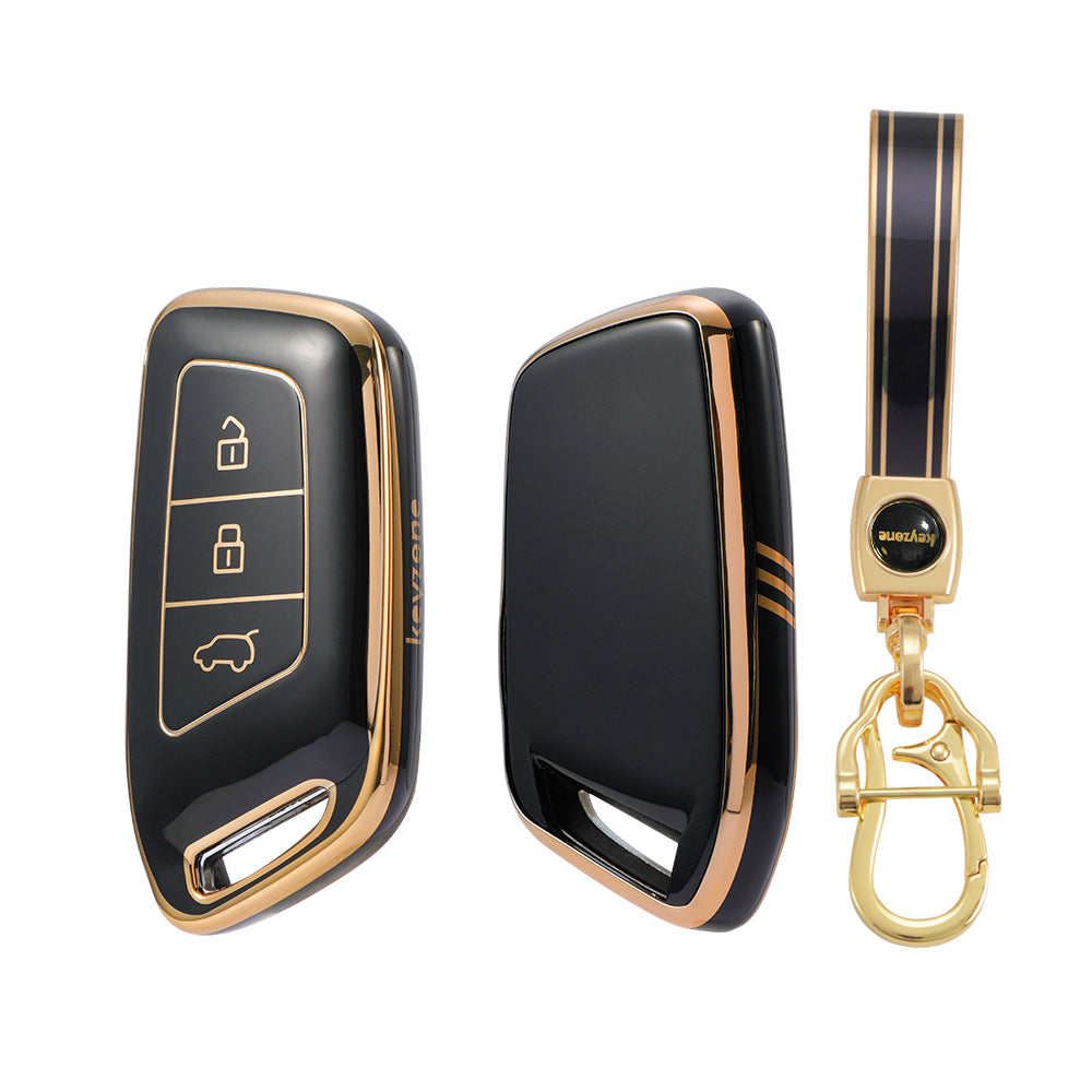 Keyzone TPU Car Key Cover and Keychain Compatible for: Morris Garages MG Hector 3 button smart key (KZTP64) - Keyzone