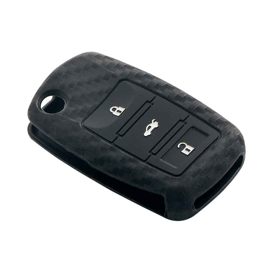 Keyzone carbon fiber key cover fit for : Octavia (Old), Fabia, Laura, Rapid, Superb, Yeti 3 button flip key (T1) - Keyzone