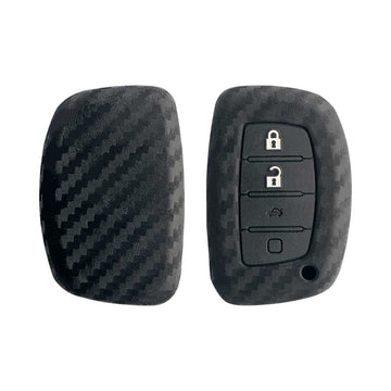 Keyzone carbon fiber key cover fit for : Venue, Elantra, Tucson, I20 N Line 2021, Creta 2020, i20 2020 Hyundai 4 button smart key (T1)