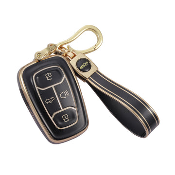 Keycare TPU Key Cover and Keychain For Tata : Nexon, Harrier, Tigor BS6, Tigor EV, Safari 2021, Altroz, Safari Gold, Gravitas, Punch smart key (TP08)