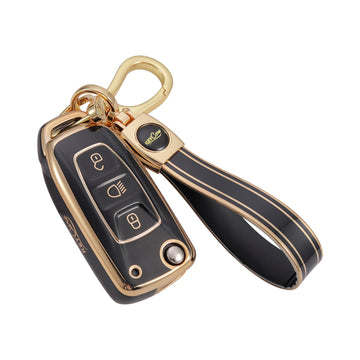 Keycare TPU Key Cover and Keychain For Tata : Curvv, Nexon, Harrier, Altroz, Punch, Safari, Tigor, Tiago, Zest, Bolt, Hexa  Flip Key (TP29)