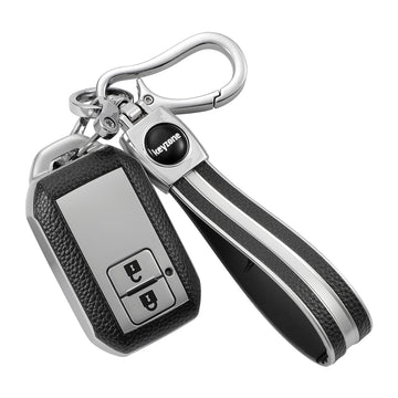 Keyzone Leather TPU Key Cover and Keychain Compatible for Suzuki Swift, DZire, Baleno, Ertiga, Grand Vitara, Brezza, Fronx, Jimny XL6, Ignis smart key (LTPU05_LTPUKeychain)