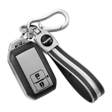 Keyzone Leather TPU Key Cover and Keychain Compatible for Suzuki Victo