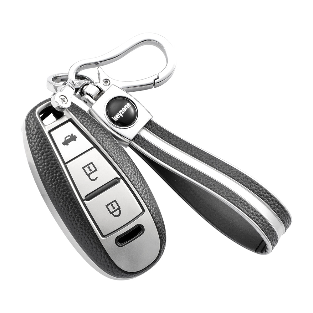Keyzone Leather TPU Key Cover and keychain compatible for Urban Cruiser smart key (LTPU04_LTPUKeychain) - Keyzone