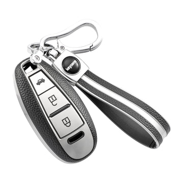 Keyzone leather TPU key cover and keychain compatible for Ciaz, Baleno