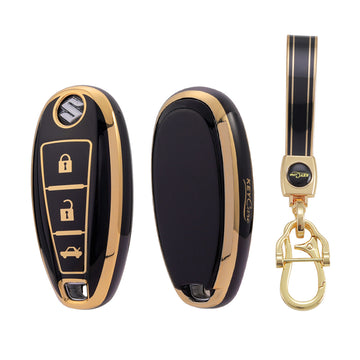 Keycare TPU Key Cover and Keychain For Suzuki : Baleno, Ciaz, Ignis, S-Cross, Vitara Brezza 3 Button Smart Key (TP04)