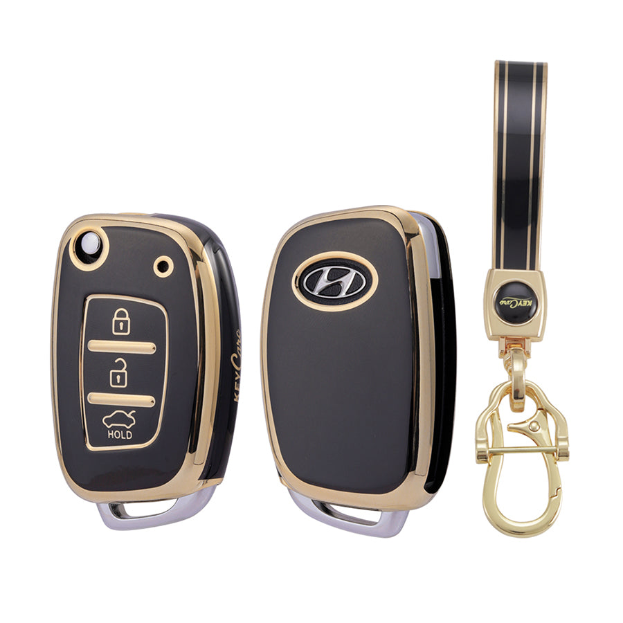 Keycare TPU Key Cover and Keychain For Hyundai : Creta, I20 2020, I20 Elite, I20 Active, Grand I10, Aura, Xcent 19 Onwards, Venue Flip Key (TP10) - Keyzone