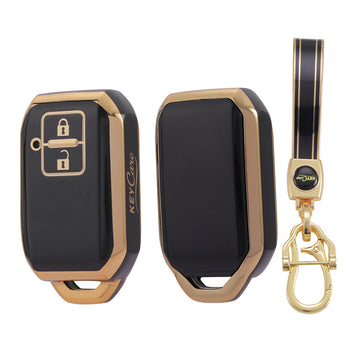 Keycare TPU Key Cover and Keychain For Toyota : Glanza, Urban Cruiser Hyryder, Rumion 2 button Smart Key (TP05)