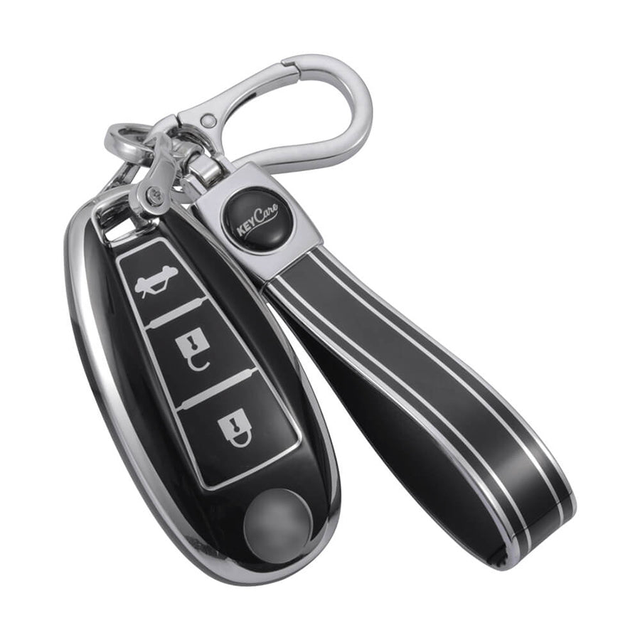 Keycare TPU Key Cover and Keychain For Suzuki : Baleno, Ciaz, Ignis, S-Cross, Vitara Brezza 3 Button Smart Key (TP04) - Keyzone
