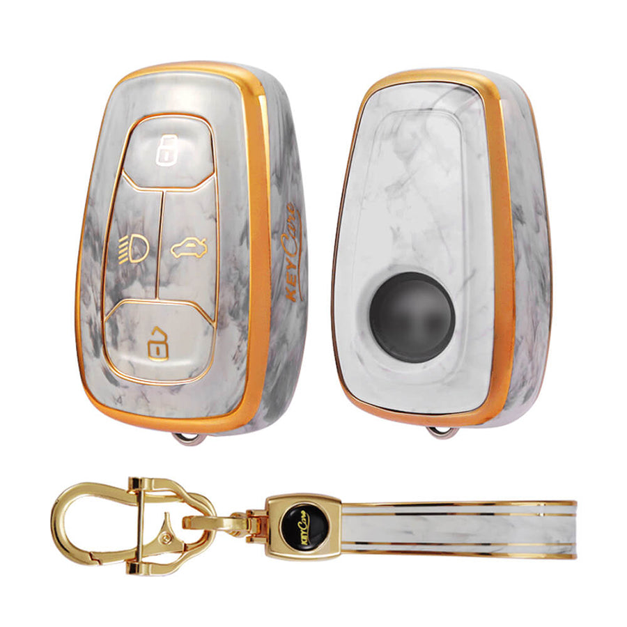 Keycare TPU Key Cover and Keychain For Tata : Nexon, Harrier, Tigor BS6, Tigor EV, Safari 2021, Altroz, Safari Gold, Gravitas, Punch smart key (TP08) - Keyzone