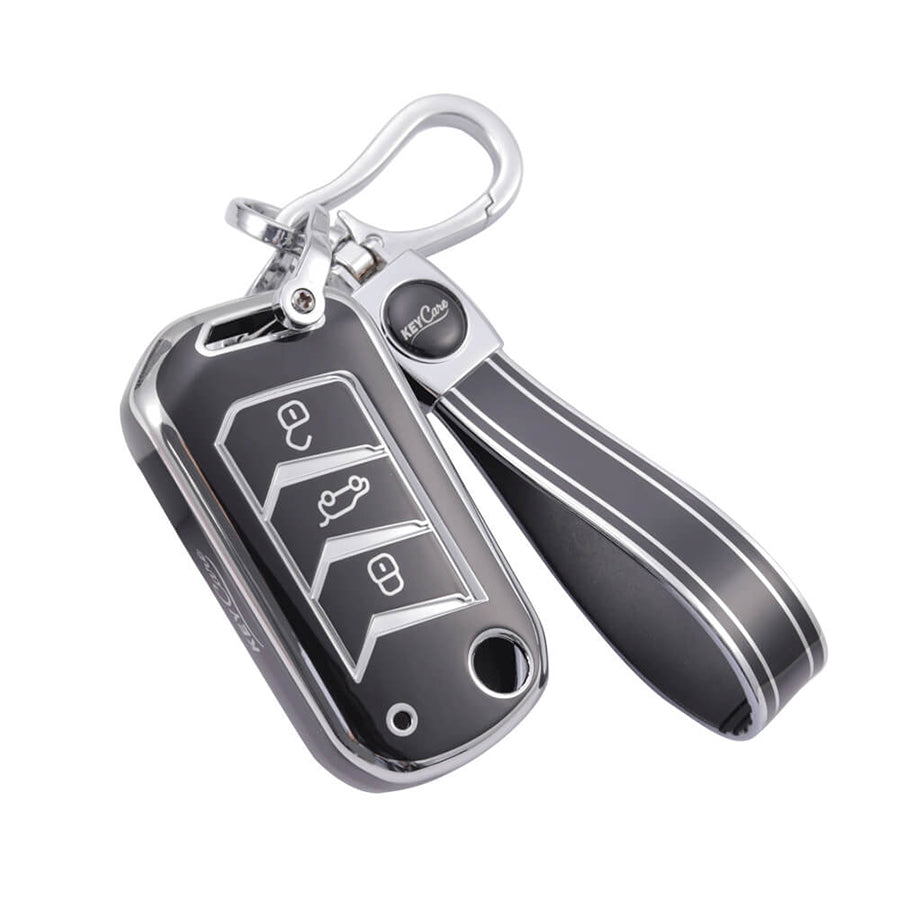Keycare TPU Key Cover and Keychain For Mahindra : Marazzo, TUV300 Plus, Scorpio, Thar 2020, XUV700, XUV300, XUV400, Bolero 2020, Scorpio-N flip key (TP09) - Keyzone