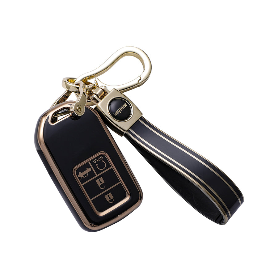 Keyzone TPU Key Cover and Keychain For Honda : City, Civic, Jazz, Brio, Amaze, Cr-v, Wr-v, Br-v, Mobilio 4B Smart Key (TP24) - Keyzone