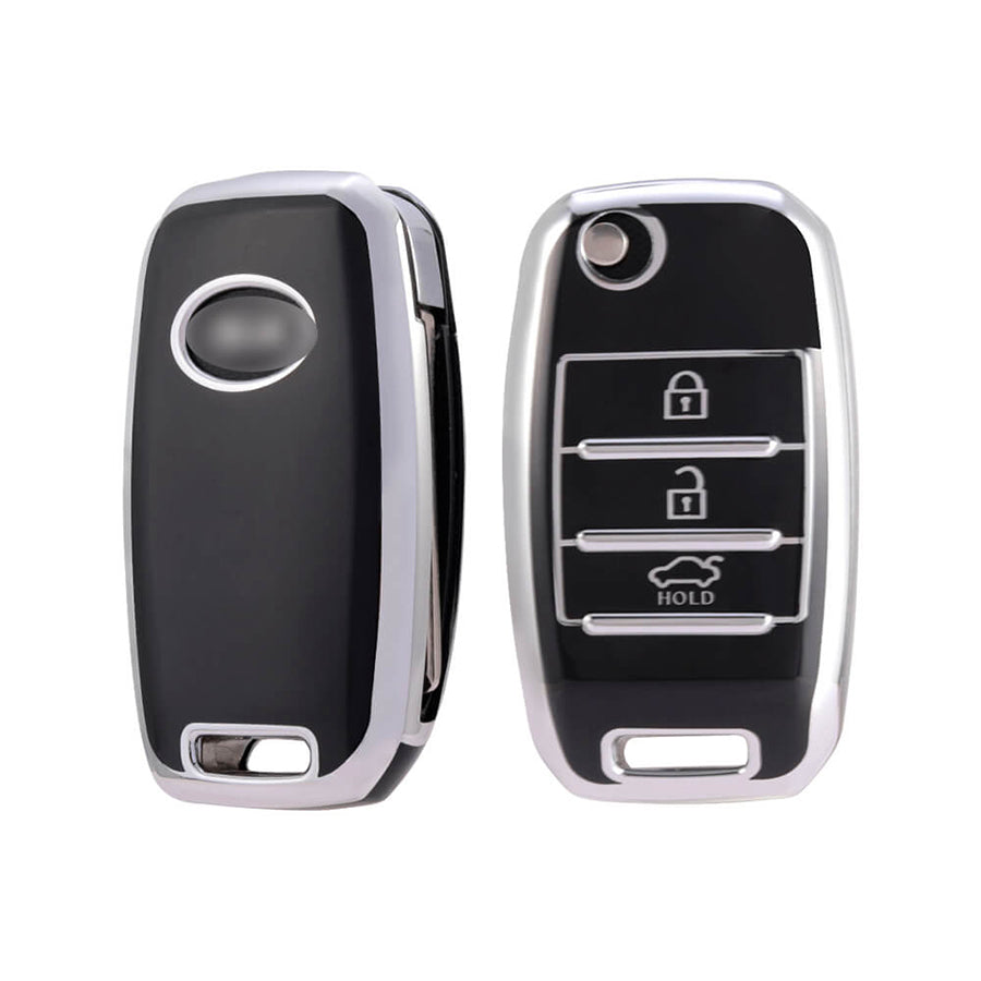 Keycare TPU Key Cover For Kia : Seltos, Sonet, Carens 3 Button Flip Key (TP35) - Keyzone