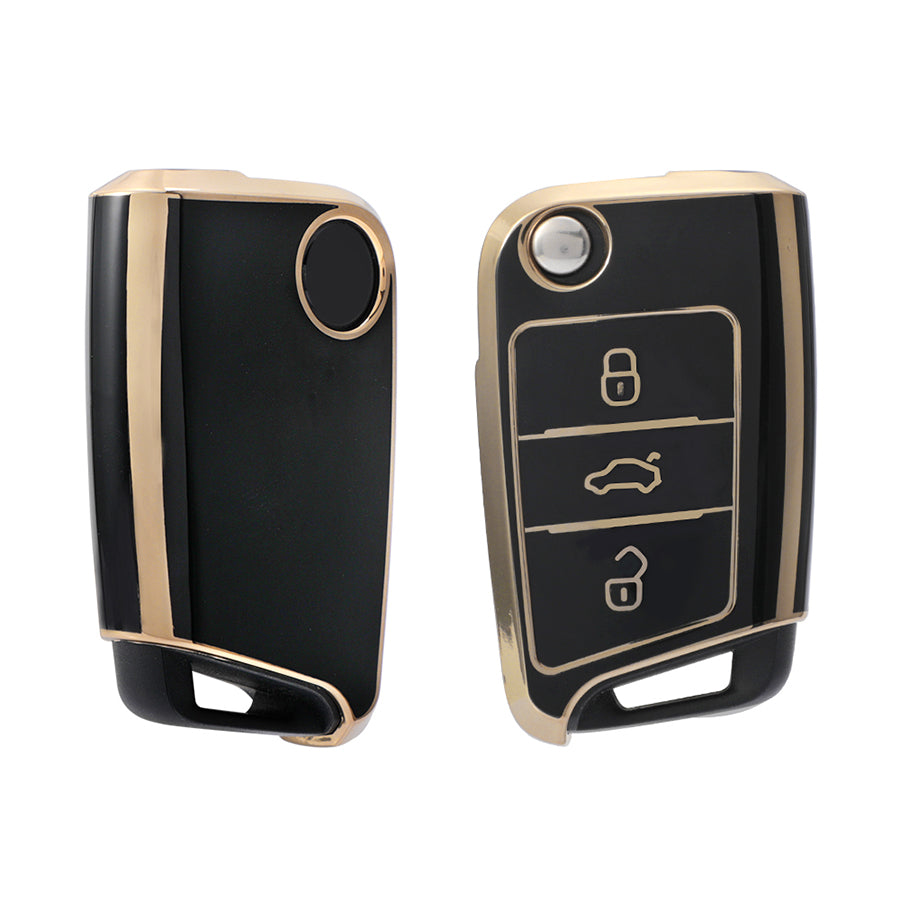 Keyzone TPU Key Cover For Volkswagen : Virtus, Tiguan, T-Roc, Taigun,