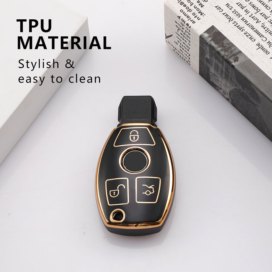 Keyzone TPU Key Cover For Mercedes Benz : C E M S CLS CLK GLK GLC G Class 3 Button Smart Key (TP54) - Keyzone