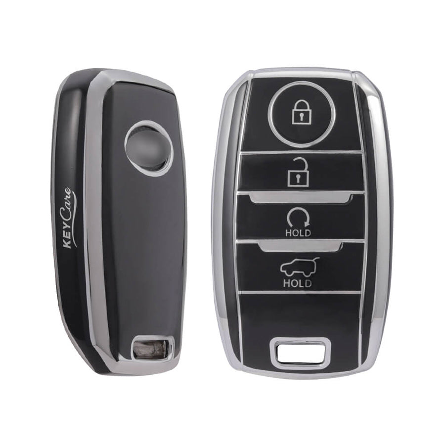 Keycare TPU Key Cover For Kia : Sonet, Seltos 2020, Carens, Sonet X-line 4 Button Smart Key (TP61) - Keyzone