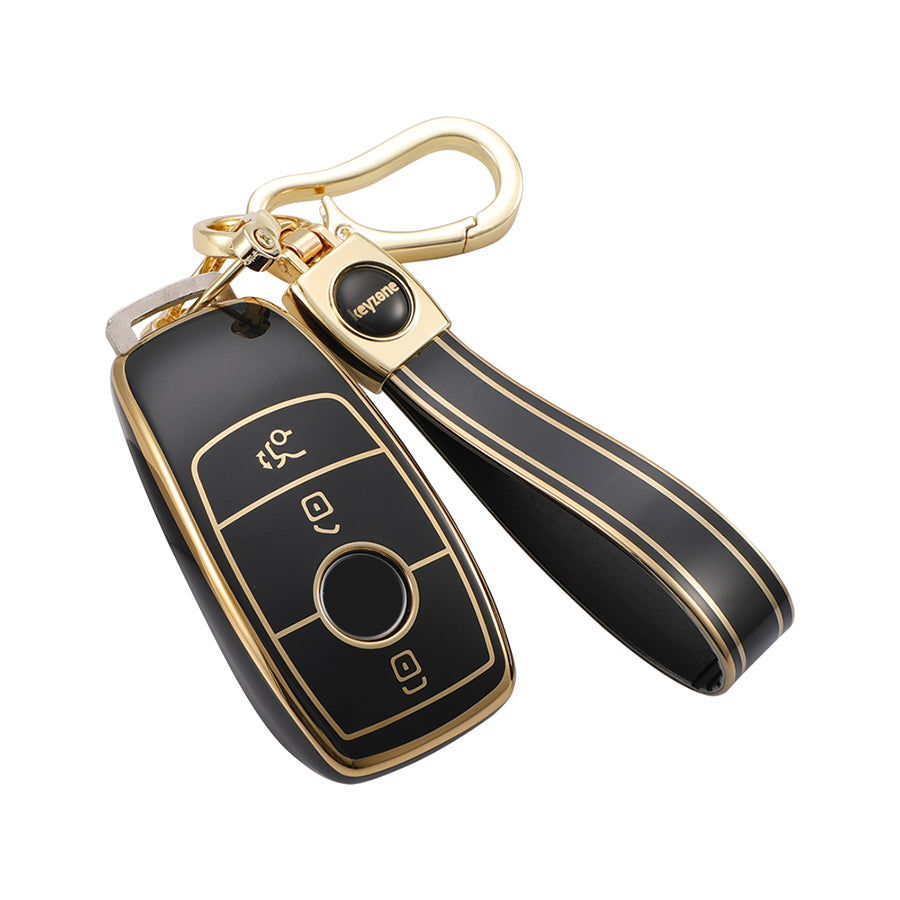 Keyzone TPU Key Cover and Keychain For Mercedes Benz : E-Class S-Class A-Class C-Class G-Class 2020 Onwards New Smart Key (TP70) - Keyzone