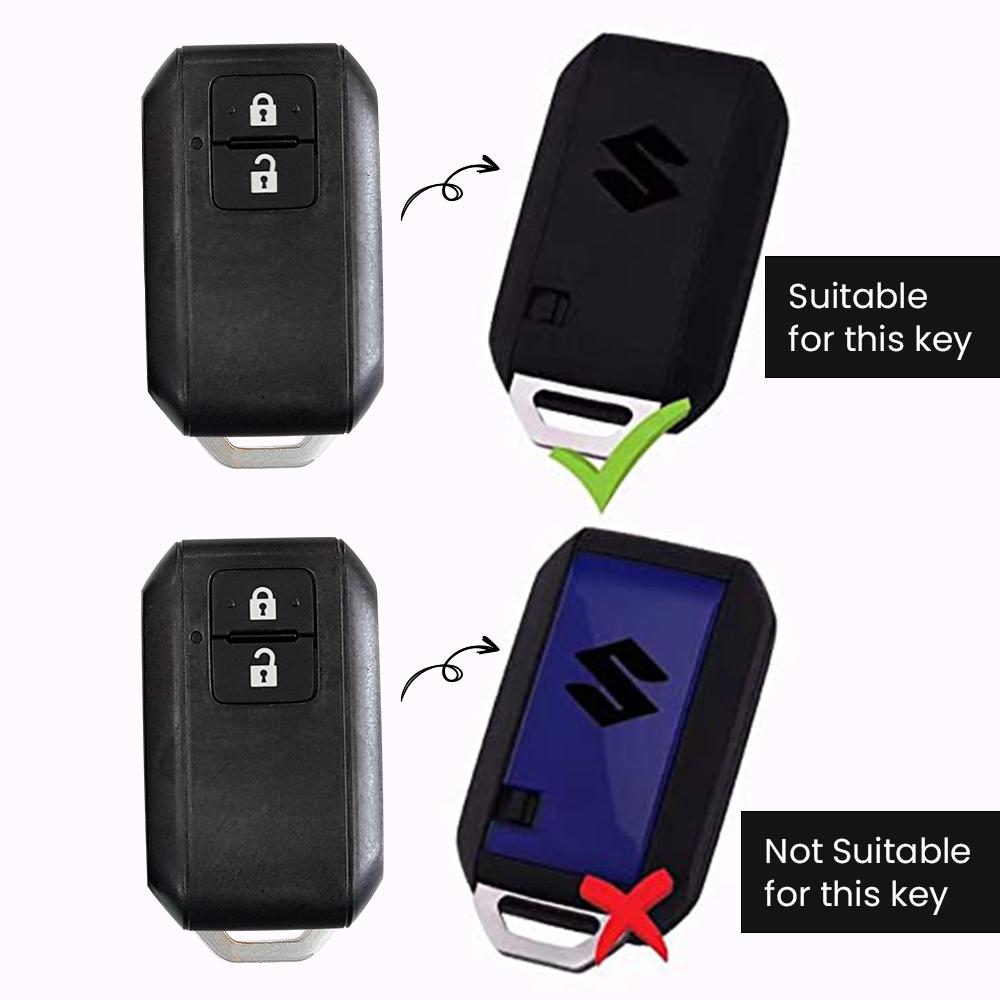 Keyzone TPU Key Cover and Keychain for Suzuki : Baleno, Jimny, Swift, Ertiga, Grand Vitara, XL6, New Brezza 2022, Fronx, Dzire 2b Smart Key (KZTP05_Zinc_Alloy) - Keyzone