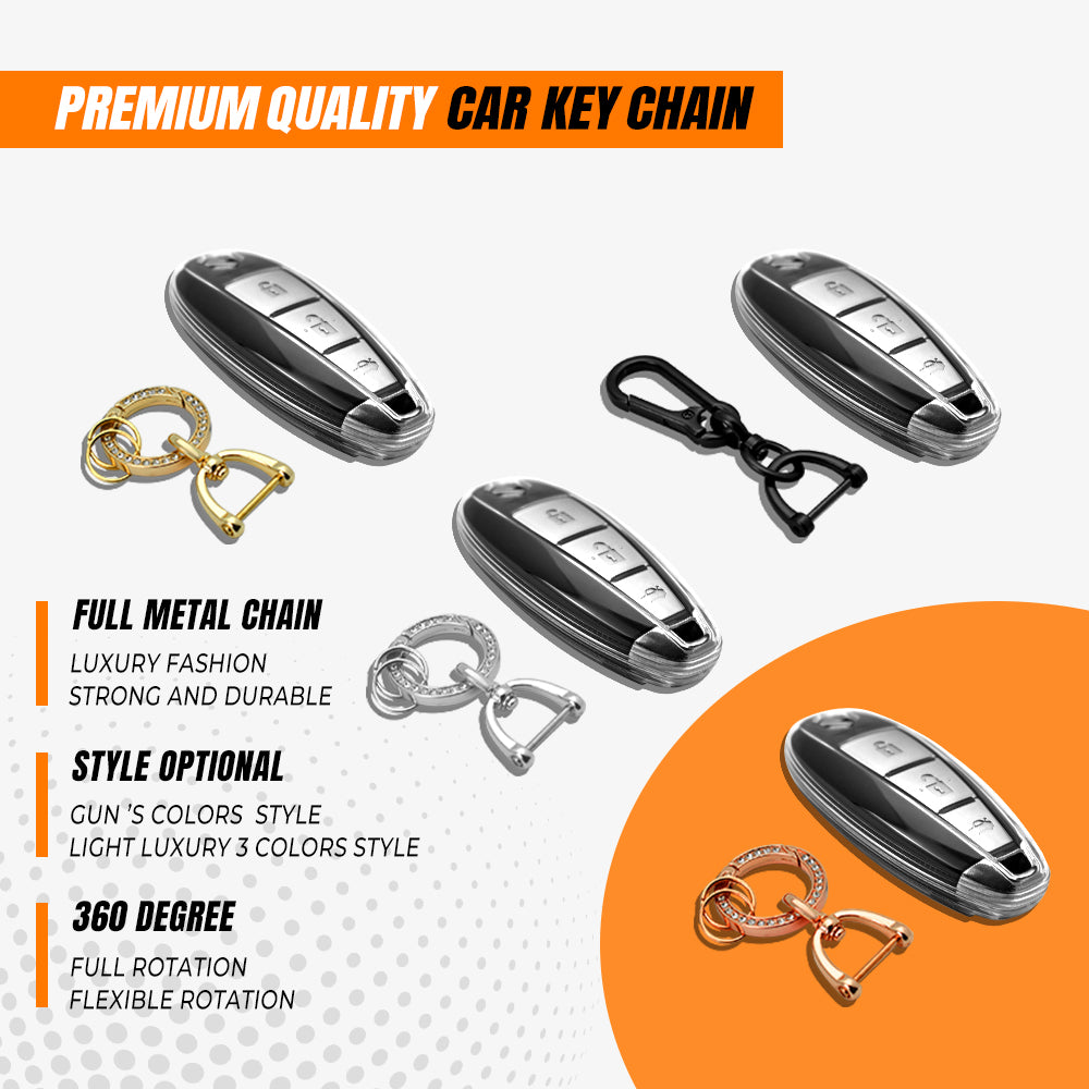 Keyzone clear TPU key cover and diamond keychain fit for Suzuki : Baleno, Ciaz, Ignis, S-Cross, Vitara Brezza 3 Button Smart Key (CLTP04+KH08) - Keyzone