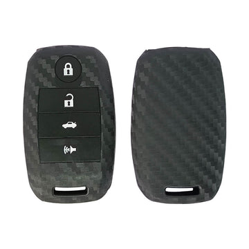 Keyzone carbon fiber key cover fit for : Kia Seltos 4 button smart key (T1) - Keyzone