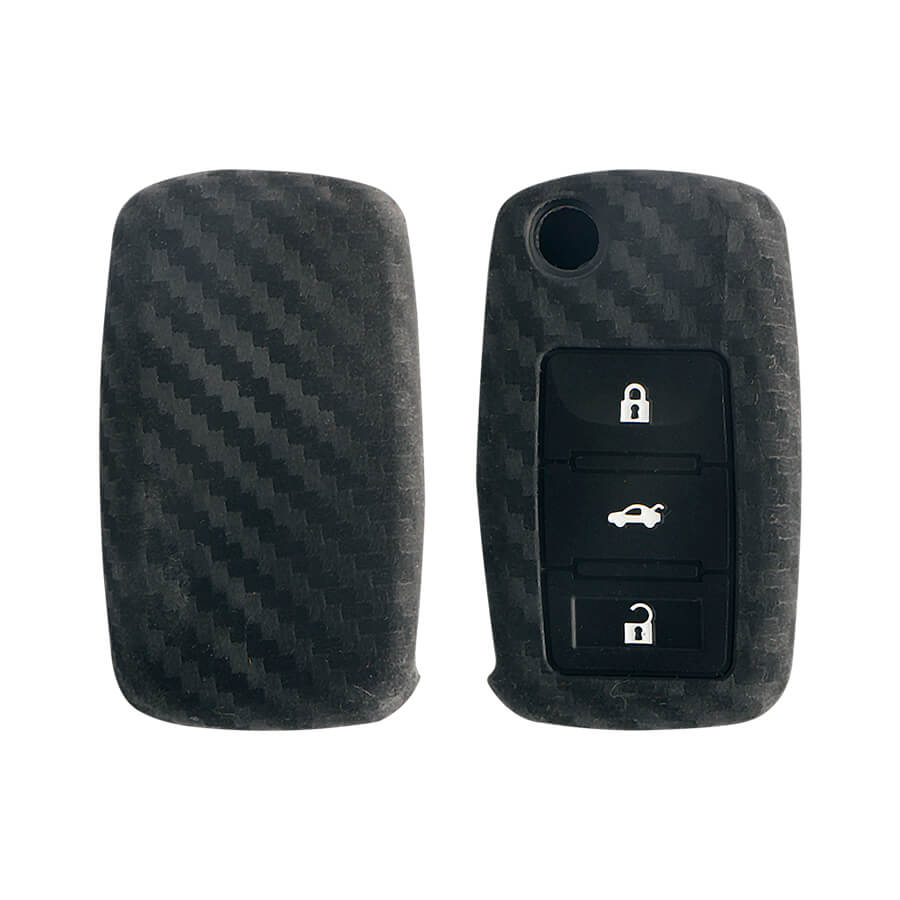 Keyzone carbon fiber key cover fit for : Polo, Vento, Jetta, Ameo 3b flip key (T1) - Keyzone